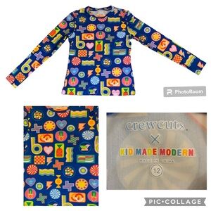 Crewcuts Swim Shirt Rashguard Kid Made Modern Size 12-Longsleeved-Surf Blue